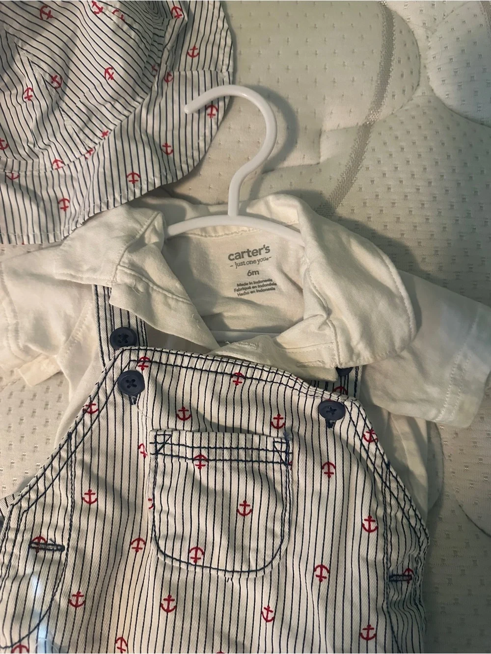 Carter's White Sailboat Print Sleeveless Tank Romper - Red & Navy Accents